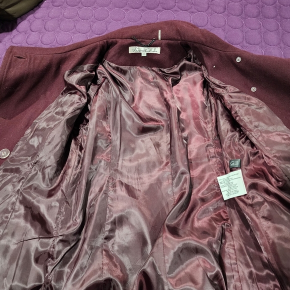 Kenneth Cole New York Double Breasted Funnel Collar Wool Blend Coat Size 14 - Picture 8 of 16